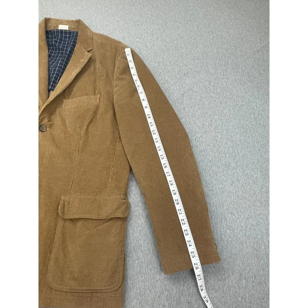 J Crew Blazer Mens‎ Large Brown 100% Cotton Corduroy 3-Button Single Breasted